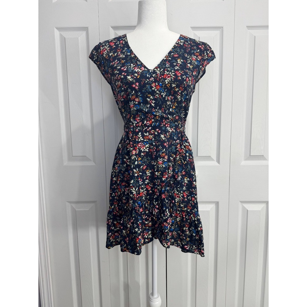 J.Crew‎ Ruffle-Front Mini Dress Women's 4P Tapestry Floral Print Short Sleeve
